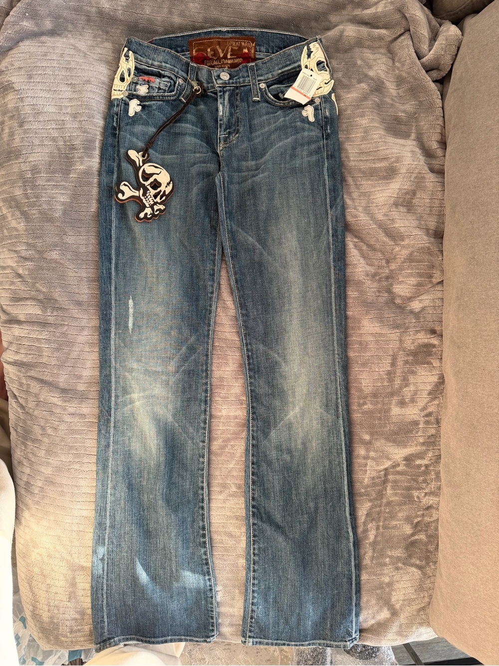 RARE Vintage Y2K Limited Ed., 7 For All Mankind x Great China Wall Skull Jeans